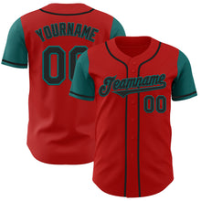 Загрузить изображение в средство просмотра галереи, Custom Red Black-Teal Authentic Two Tone Baseball Jersey
