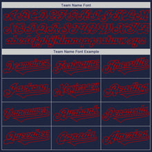 Load image into Gallery viewer, Custom Navy Red Authentic Two Tone Baseball Jersey
