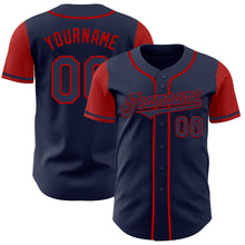 Load image into Gallery viewer, Custom Navy Red Authentic Two Tone Baseball Jersey
