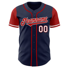 Load image into Gallery viewer, Custom Navy Red-White Authentic Two Tone Baseball Jersey
