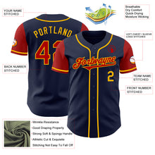 Load image into Gallery viewer, Custom Navy Red-Gold Authentic Two Tone Baseball Jersey
