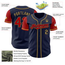 Load image into Gallery viewer, Custom Navy Red-Old Gold Authentic Two Tone Baseball Jersey
