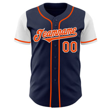 Load image into Gallery viewer, Custom Navy Orange-White Authentic Two Tone Baseball Jersey
