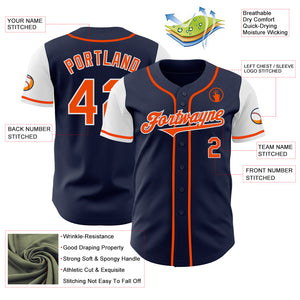 Custom Navy Orange-White Authentic Two Tone Baseball Jersey