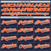 Load image into Gallery viewer, Custom Navy Orange-White Authentic Two Tone Baseball Jersey
