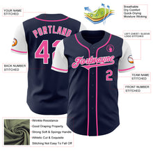 Load image into Gallery viewer, Custom Navy Pink-White Authentic Two Tone Baseball Jersey
