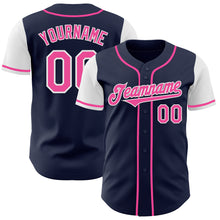 Load image into Gallery viewer, Custom Navy Pink-White Authentic Two Tone Baseball Jersey
