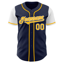 Load image into Gallery viewer, Custom Navy Gold-White Authentic Two Tone Baseball Jersey
