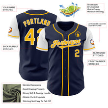 Load image into Gallery viewer, Custom Navy Gold-White Authentic Two Tone Baseball Jersey
