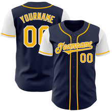 Load image into Gallery viewer, Custom Navy Gold-White Authentic Two Tone Baseball Jersey
