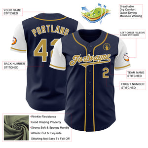 Custom Navy Old Gold-White Authentic Two Tone Baseball Jersey