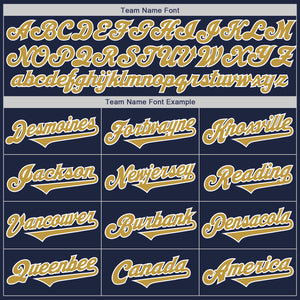 Custom Navy Old Gold-White Authentic Two Tone Baseball Jersey