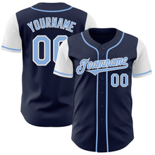 Load image into Gallery viewer, Custom Navy Light Blue-White Authentic Two Tone Baseball Jersey
