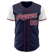 Load image into Gallery viewer, Custom Navy Crimson-White Authentic Two Tone Baseball Jersey
