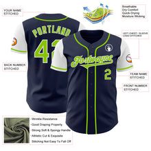 Laden Sie das Bild in den Galerie-Viewer, Custom Navy Neon Green-White Authentic Two Tone Baseball Jersey
