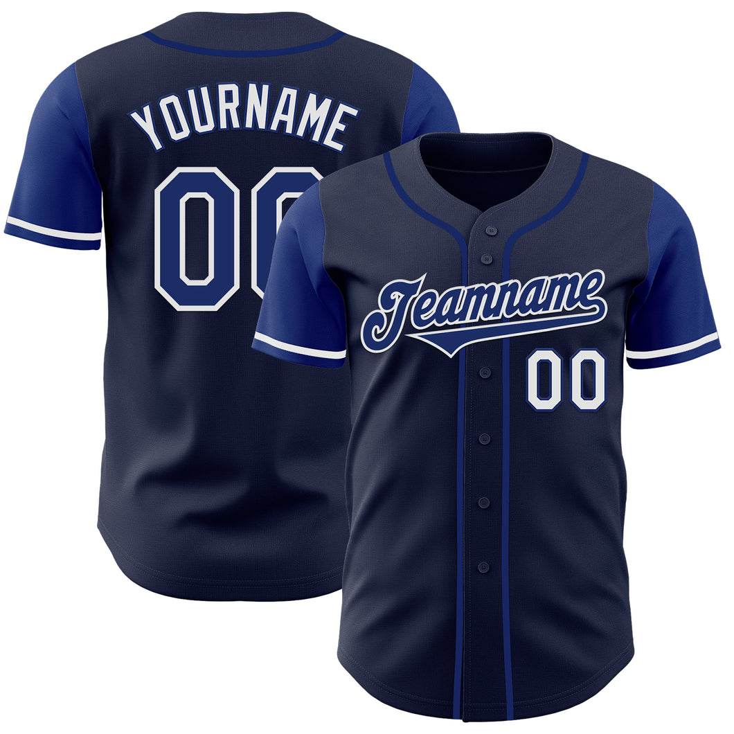 Custom Navy Royal-White Authentic Two Tone Baseball Jersey