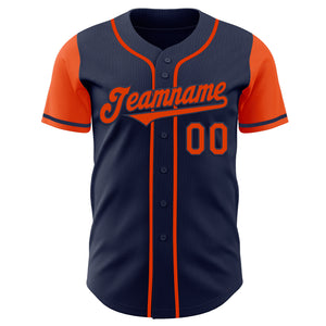 Custom Navy Orange Authentic Two Tone Baseball Jersey