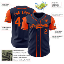 Load image into Gallery viewer, Custom Navy Orange Authentic Two Tone Baseball Jersey
