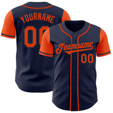 Load image into Gallery viewer, Custom Navy Orange Authentic Two Tone Baseball Jersey
