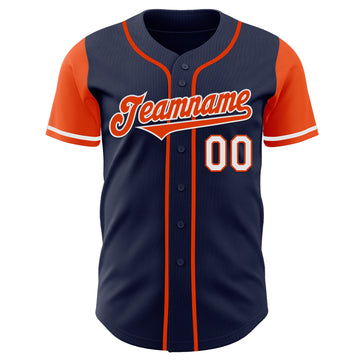 Custom Navy Orange-White Authentic Two Tone Baseball Jersey