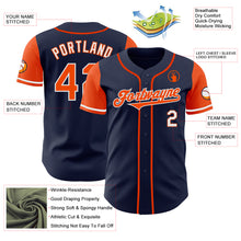 Load image into Gallery viewer, Custom Navy Orange-White Authentic Two Tone Baseball Jersey
