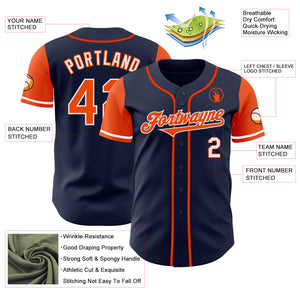 Custom Navy Orange-White Authentic Two Tone Baseball Jersey