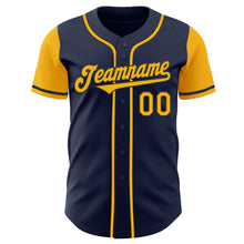 Load image into Gallery viewer, Custom Navy Gold Authentic Two Tone Baseball Jersey
