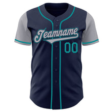 Load image into Gallery viewer, Custom Navy Gray-Teal Authentic Two Tone Baseball Jersey
