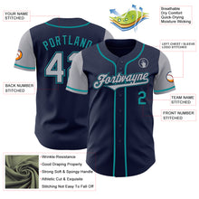 Load image into Gallery viewer, Custom Navy Gray-Teal Authentic Two Tone Baseball Jersey
