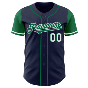 Custom Navy Kelly Green-White Authentic Two Tone Baseball Jersey