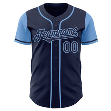 Load image into Gallery viewer, Custom Navy Light Blue Authentic Two Tone Baseball Jersey
