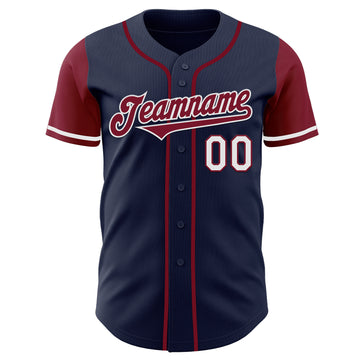 Custom Navy Crimson-White Authentic Two Tone Baseball Jersey