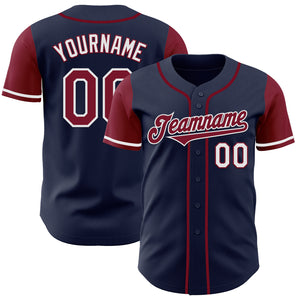 Custom Navy Crimson-White Authentic Two Tone Baseball Jersey