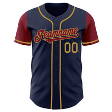 Load image into Gallery viewer, Custom Navy Crimson-Old Gold Authentic Two Tone Baseball Jersey
