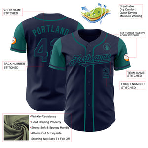 Custom Navy Teal Authentic Two Tone Baseball Jersey