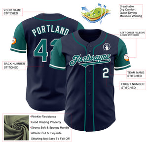 Custom Navy Teal-White Authentic Two Tone Baseball Jersey