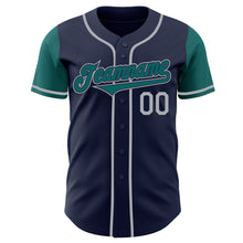 Laden Sie das Bild in den Galerie-Viewer, Custom Navy Teal-Gray Authentic Two Tone Baseball Jersey
