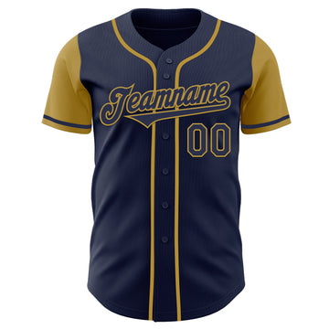 Custom Navy Old Gold Authentic Two Tone Baseball Jersey