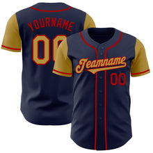 Charger l&#39;image dans la galerie, Custom Navy Old Gold-Red Authentic Two Tone Baseball Jersey
