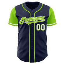 Charger l&#39;image dans la galerie, Custom Navy Neon Green-White Authentic Two Tone Baseball Jersey
