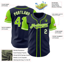 Charger l&#39;image dans la galerie, Custom Navy Neon Green-White Authentic Two Tone Baseball Jersey
