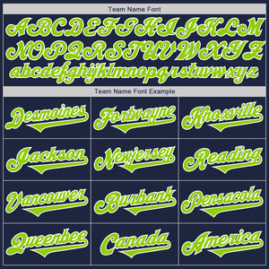 Custom Navy Neon Green-White Authentic Two Tone Baseball Jersey