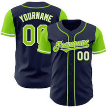 Charger l&#39;image dans la galerie, Custom Navy Neon Green-White Authentic Two Tone Baseball Jersey
