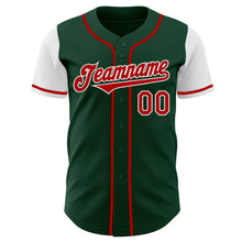 Load image into Gallery viewer, Custom Green Red-White Authentic Two Tone Baseball Jersey
