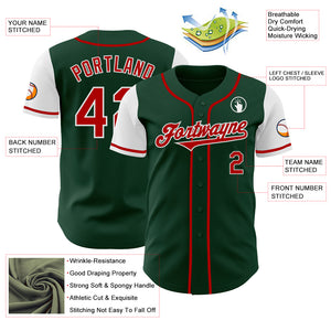 Custom Green Red-White Authentic Two Tone Baseball Jersey