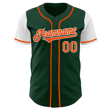 Custom Green Orange-White Authentic Two Tone Baseball Jersey