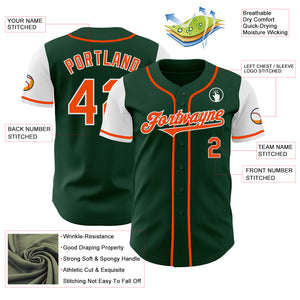 Custom Green Orange-White Authentic Two Tone Baseball Jersey