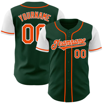 Custom Green Orange-White Authentic Two Tone Baseball Jersey