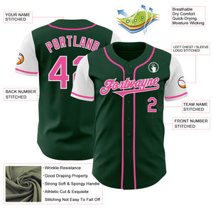 Custom Green Pink-White Authentic Two Tone Baseball Jersey