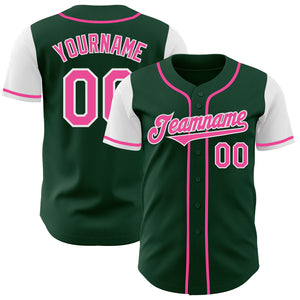 Custom Green Pink-White Authentic Two Tone Baseball Jersey